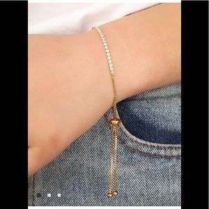 Gold & Rhinestone Tennis Bracelet / (OS)